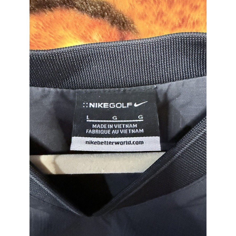 Nike Men's Pullover Windbreaker Jacket Large Black V-Neck Long Sleeve Pockets - Picture 7 of 7